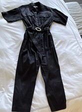 FRAME Black Short Sleeve Button-Front Belted ...