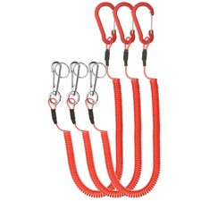 3pcs Retractable Spring Coil Straps, 10" Lanyard Cord with Rotatable Clip Red