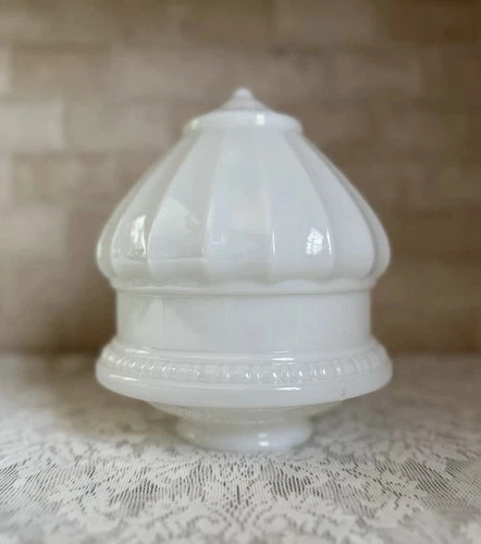 Standard Oil “Crown” Milk Glass 8” Globe Lamp Shade, 3¼″ Cuff, Vtg Petroliana