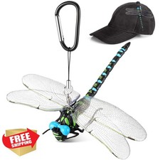 Qualirey Dragonfly Hat Clip Blue 1pcs Garden Plant Decor