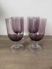 Set Of 4 Vintage Genna Amethyst by DANSK footed iced tea glasses
