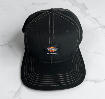 Dickies Skateboarding Snapback Hat Black Contrast Stitch Logo Cap NWT