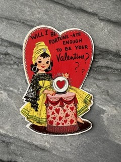 Vintage Halloween Valentine Gypsy Girl Jewelry Fortune Teller Crystal Ball Rare