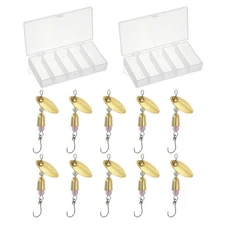 10Pcs 1/5 Oz Fishing Lures Spinnerbait Single Hook Trout Spinners Gold Tone
