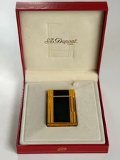 S.T. Dupont Line Linge 2 Lighter, Gold and Chinese Black Lacquer - FREE SHIPPING