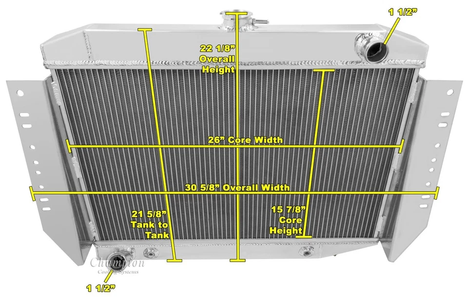 Radiador CHAMPION 3 FILEIRAS TODO EM ALUMÍNIO 1972-1979 JEEP CHEROKEE WAGONEER J-SERIES - Imagem 3 de 3