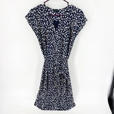 ✅ TALBOTS NAVY WHITE FLORAL BELTED DRESS SIZE 4