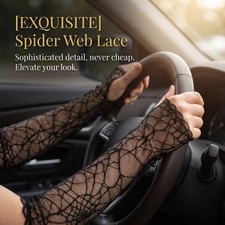 Lace Arm Sleeves for Women - Fingerless Spider Web Sun Protection