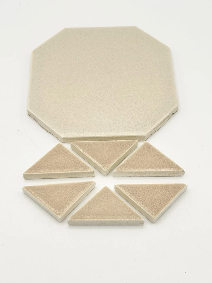 6 件 米色棕褐色三角陶瓷瓷砖晶体 美国奥林马赛克 MCM 出品 — 第 2/4 张图片
