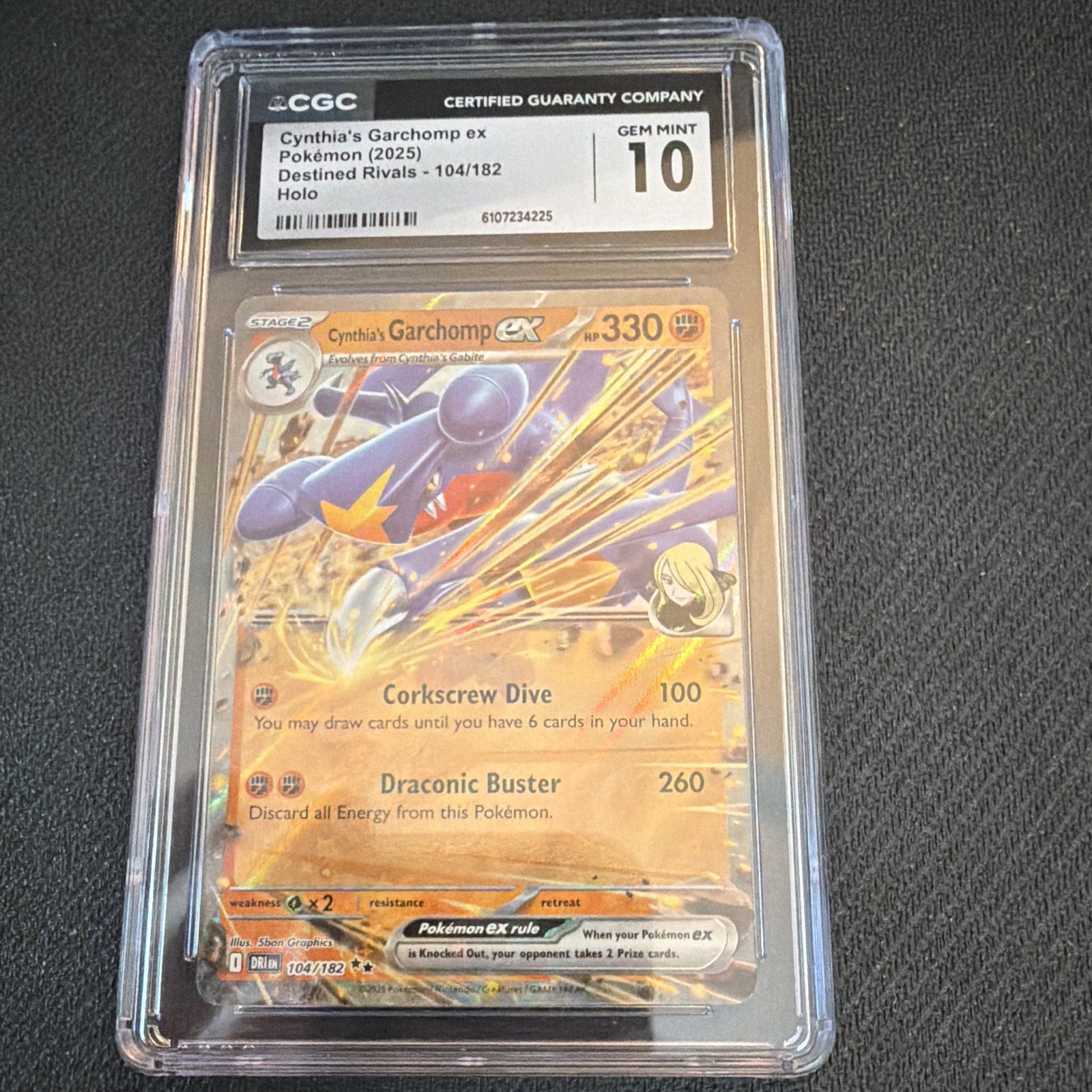 2025 Pokemon TCG Cynthia's Garchomp ex Holo Destined Rivals 104/182 CGC 10