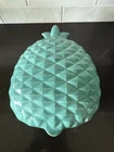 1940s Red Wing Pottery large turquoise pineapple covered serving dish