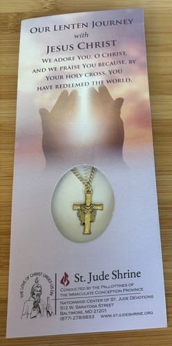 Prayer Card & Necklace: Our Lenten Journey wJesus Christ & Golden Cross ...