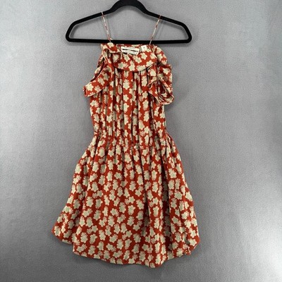Scotch and Soda Paradise Cove Mini Sun Dress Womens 1 Red Floral Elastic Waist