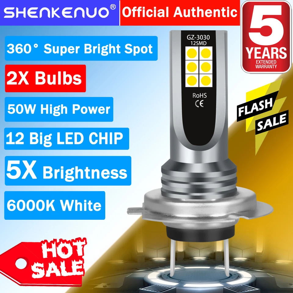 For Honda Goldwing GL1800 2001-2016 White Projector Lens 12 LED Headlight Bulbs - Image 2 of 4