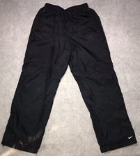 Vintage Nike Women s Black Ankle Zip Nylon 90 s Track Pants Lined Medium 8-10