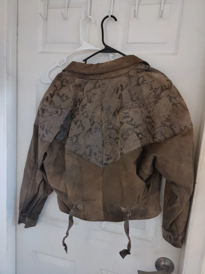 Vintage Brooks Atelier Brown Leather Snakesking Mod Coat - Image 3 of 3