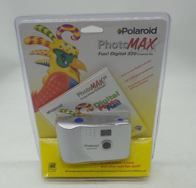 Vintage 1998 Polaroid PhotoMAX FUN! Digital 320 Camera - Silver - NEW