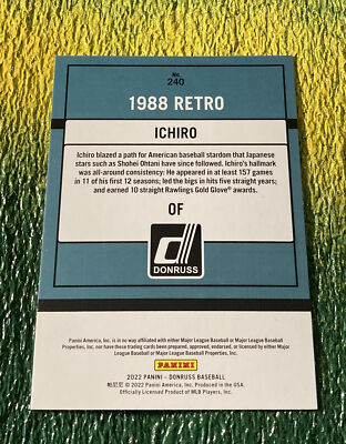 Ichiro “Ichi” SP 2022 Donruss 1988 Retro Name Variation #240