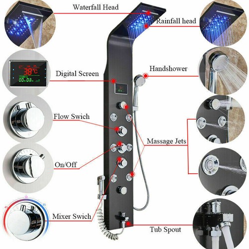 Pannello colonna doccia idromassaggio inox pioggia cascate led soffione doccia - Foto 136 di 250