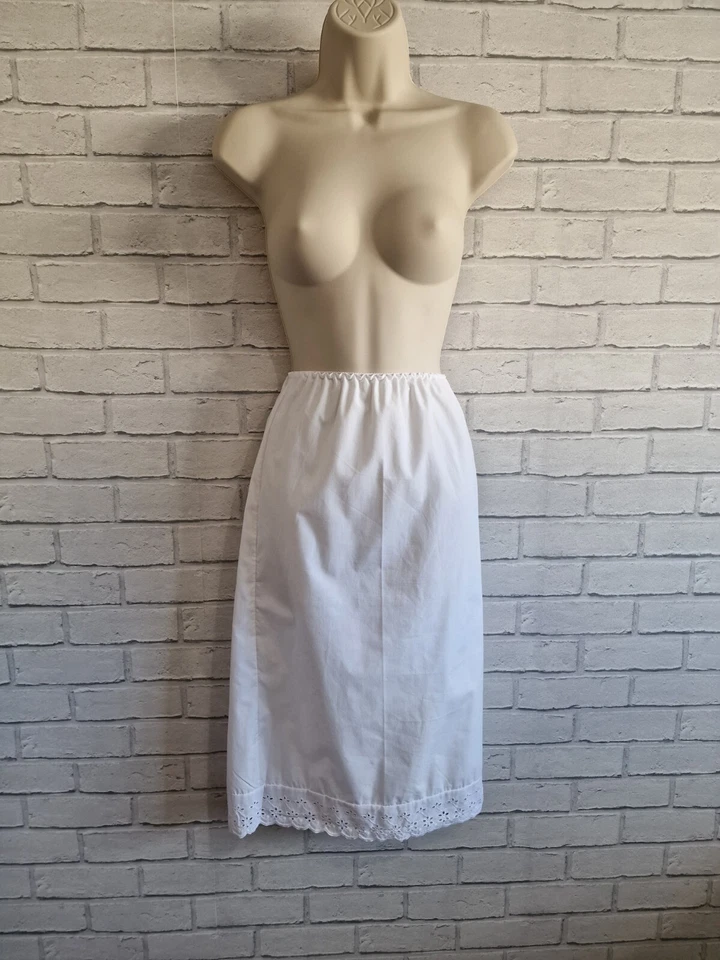 Винтажная юбка нижняя юбка белое английское кружево кружево ретро размер 10 12 - Изображение 3 из 4