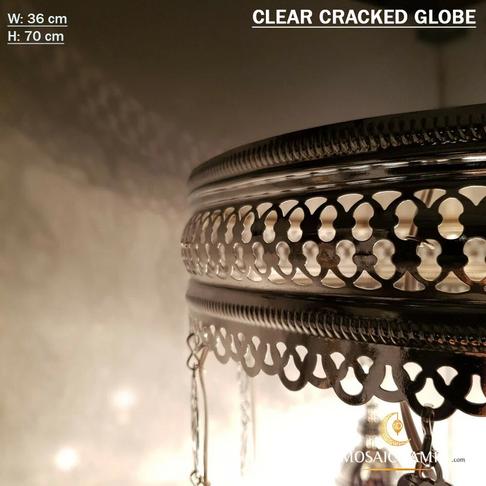 8 Ball Clear Ottoman Sultan Chandelier Lamps, Handmade Moroccan Lights, Living - Image 3 of 3