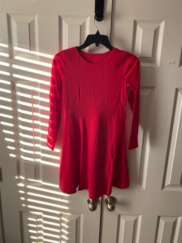 ONE The Children's Place Teen Girls' Lg Slv Knit Skater Dress, Red Large (10/12)