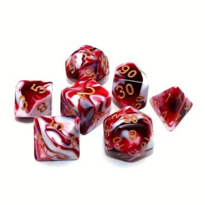 BIG BAD EVIL GAMES Blood Wirl Effekt x7-teiliges Polyeder-Würfel-Set | 16 mm Harz