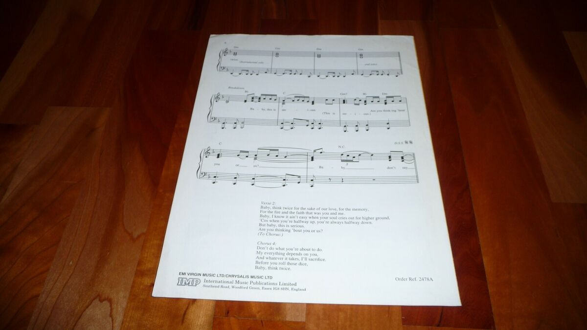 Think Twice Sheet Music, Celine Dion