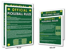 PICKLE BALL RULES LAMINATED -2 PACK- 11x17 8.5x11 - LARGE FONT OFFICIAL RULES