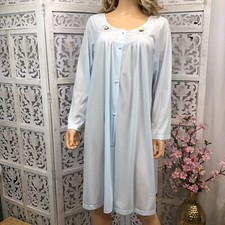 Vanity Fair Light Blue Long Sleeve Nightgown Robe Dressing Gown Size Medium