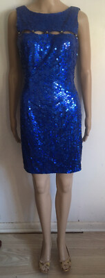Damen Vintage 80er Jahre blau Scala Pailletten Größe UK 8 selten zu finden