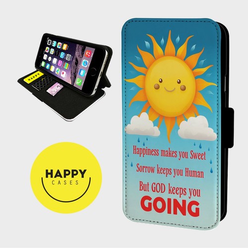 HAPPINESS GOD SUNSHINE - Faux Leather Flip Phone Case Cover - iPhone/Samsung - 第 1/5 張圖片