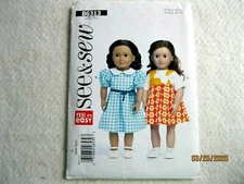 See & Sew B6313 18" doll clothes UNCUT (O)