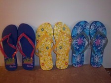3 Pair Bright Women s Flip Flops Sandals - Large 9 -10 Can be cut down to fit