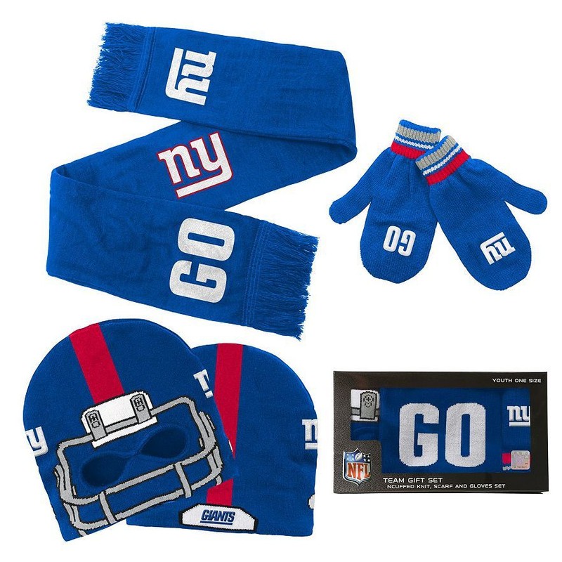 Licensed NFL Youth Hat, Scarf & Mittens Set ~ New York Giants ~ New With Tags