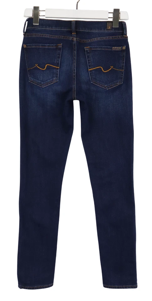 7 For All Mankind Roxanne Mid Rise Mujeres Jeans W26 Fade Efecto Ajustado Azul - Imagen 2 de 4