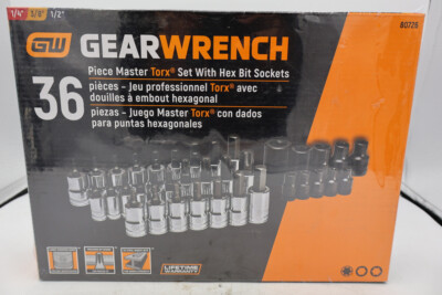 GearWrench 80726 36 Piece Masters Torx Set with Hex Bit Sockets | eBay