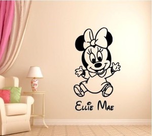Personalised Baby Minnie Disney Wall Art Sticker Vinyl Decal Transfer Kids Girls Ebay