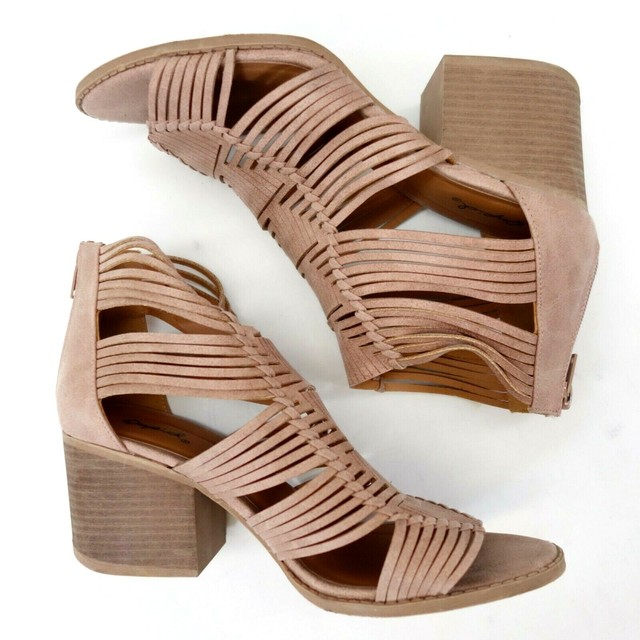Buckle x Zigi Soho Blush Strappy Sandals Block Heels Shoes Womens Sz US 9 | eBay