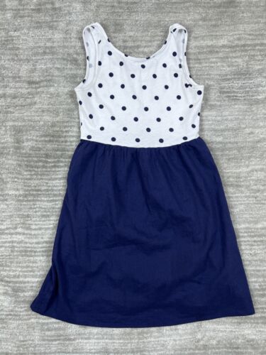 Old Navy Dress Girls Medium 8 Blue Sleeveless Polka Dot Fit Flare - Picture 1 of 11