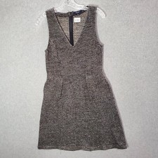 Madewell Women Dress Medium Gray Twill Terrace Mini A Line Sleeveless V Neck