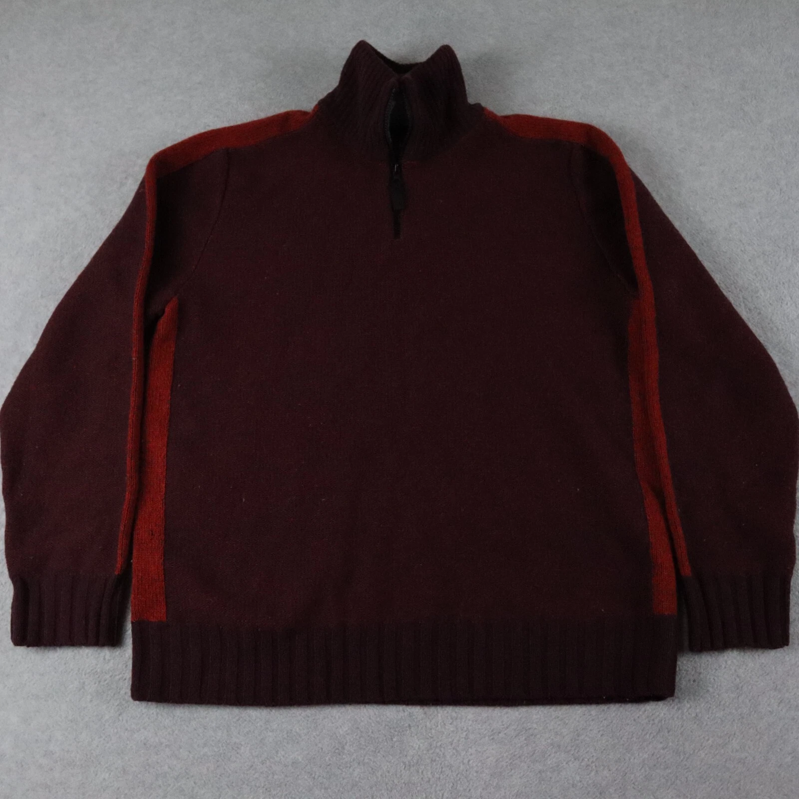 Gap Sweater Mens XL Lambs Wool 1/4 Zip Pullover Knit Mock Neck Red Long Sleeve