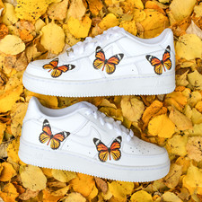 Air Force 1 Custom Orange Yellow Monarch Butterfly Shoes Sneaker Mens Womens Kid