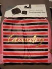 Miamica Travel Laundry Bag, Red, Pink And Navy Stripes, Laundry