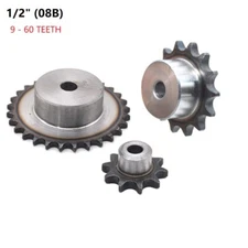 1/2" 08B A3 STEEL TOOTH CHAIN SPROCKET PILOT BORE 08B-1 9T - 60T TEETH SPROCKETS