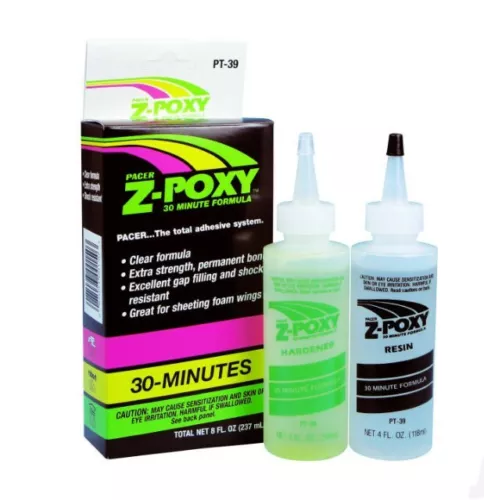pacer zap pt-39 z-poxy 30 minute epoxy resin 8oz pack pt39  uk model shop image 1