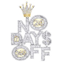 "10K Gelbgold Baguette Diamant No Days Off AnhäNger 2,75\" Statement Charm 6 Ct."