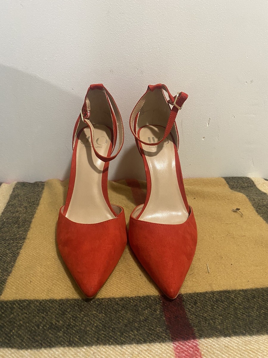 JLO Womens Pointed toe Ankle Strap Gannon Pump Heels in Red US SIZE