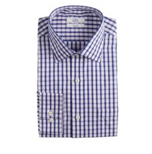 Classic Fit Easy Care Spread Collar Dress Shirt Pink  Blue Plaid