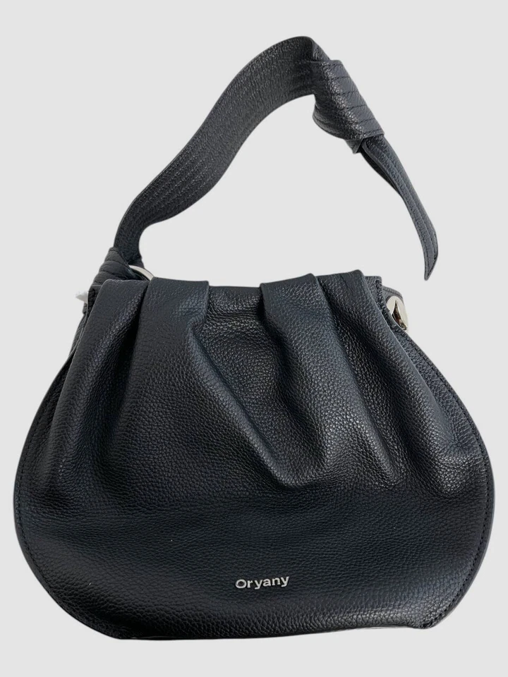 Bolso cubo ORYANY para mujer negro de cuero Selena con nudo pequeño asa superior Foto 3 de 4
